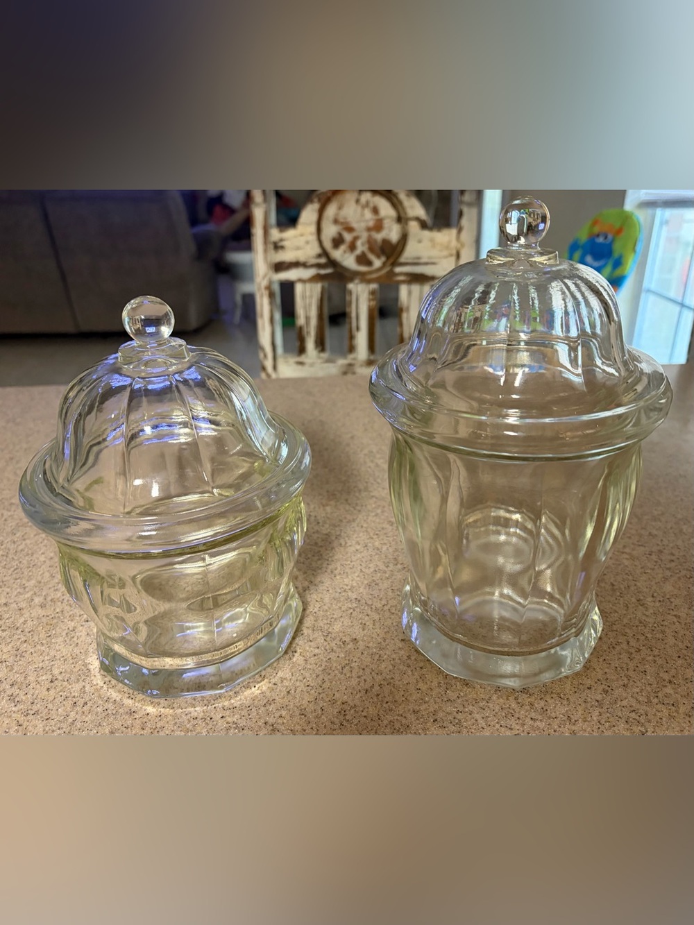Indiana Glass Vintage heavy 10 sided biscuit jar